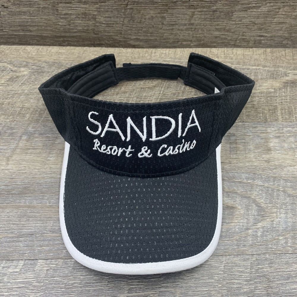 SANDIA Resort & Casino Sun Visor Hat Cap ADJUSTABLE Unisex Black Jersey